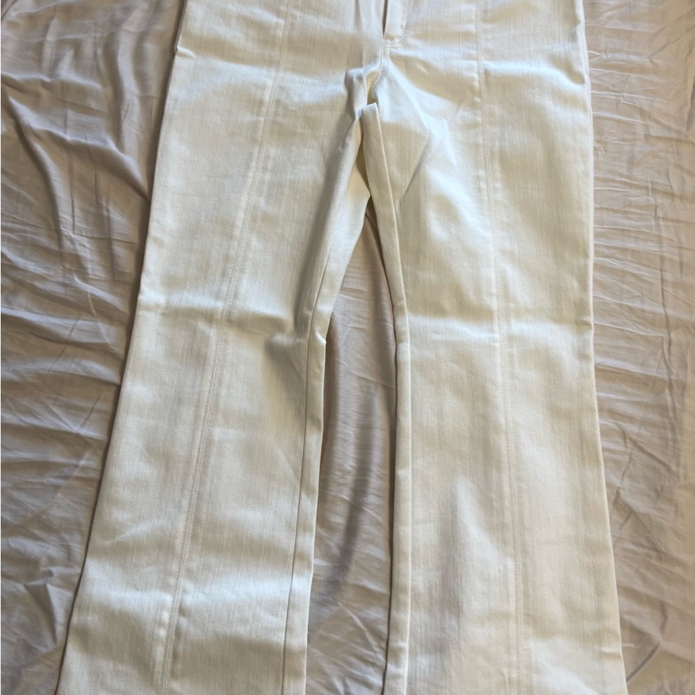 Cinq à Sept Cream Flare & Wide Leg Jeans